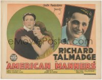 9t0250 AMERICAN MANNERS TC 1924 Richard Talmadge smiling c/u & with scared Helen Lynch, ultra rare!