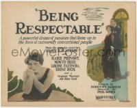 9t0253 BEING RESPECTABLE TC 1924 rich Monte Blue loves flapper girl, but marries society girl, rare!