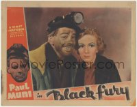 9t0312 BLACK FURY LC 1935 c/u of coal miner union organizer Paul Muni & Karen Morley, Michael Curtiz