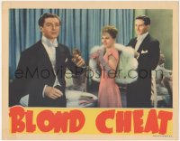 9t0313 BLOND CHEAT LC 1938 pretty young Joan Fontaine between two guys in tuxedos in nightclub!