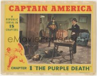 9t0320 CAPTAIN AMERICA chapter 1 LC 1944 great full-color image of Dick Purcell in costume with gun!