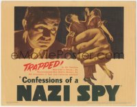 9t0328 CONFESSIONS OF A NAZI SPY LC 1939 giant Edward G. Robinson grabs tiny Nazis with swastikas!