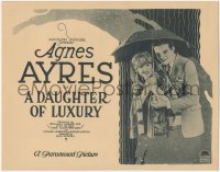9t0264 DAUGHTER OF LUXURY TC 1922 c/u of Agnes Ayres & Tom Gallery under umbrella, ultra rare!