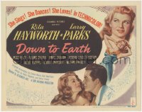 9t0269 DOWN TO EARTH TC 1946 Rita Hayworth, Larry Parks, she sings, dances & loves in Technicolor!