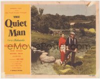 9t0451 QUIET MAN LC #7 1951 directed by John Ford, John Wayne & Maureen O'Hara by rocky stream!
