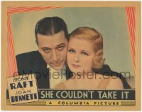 9t0461 SHE COULDN'T TAKE IT LC 1935 best posed portrait of beautiful Joan Bennett & George Raft!