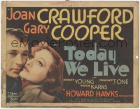 9t0289 TODAY WE LIVE TC 1933 Joan Crawford, Gary Cooper, Howard Hawks, William Faulkner, very rare!