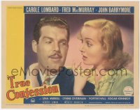 9t0479 TRUE CONFESSION LC 1937 great c/u of shocked Carole Lombard & mustachioed Fred MacMurray!