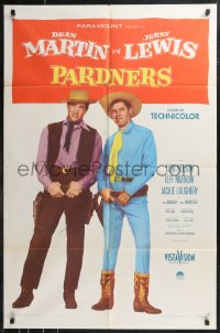 9t1822 PARDNERS 1sh 1956 great full-length image of cowboys Jerry Lewis & Dean Martin!