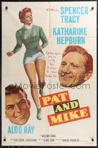 9t1829 PAT & MIKE 1sh 1952 great artwork of Katharine Hepburn & Spencer Tracy, Aldo Ray!