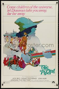9t1837 PIED PIPER 1sh 1972 directed by Jacques Demy, cool art of Donovan playing guitar!