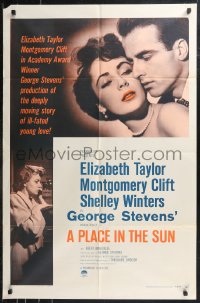9t1844 PLACE IN THE SUN 1sh R1959 Montgomery Clift, sexy Elizabeth Taylor, Shelley Winters