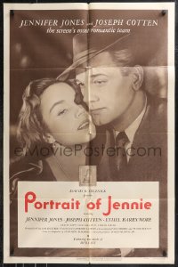 9t1848 PORTRAIT OF JENNIE 1sh 1949 Joseph Cotten loves pretty ghost Jennifer Jones, Dieterle!