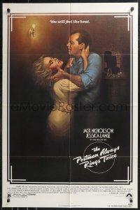 9t1849 POSTMAN ALWAYS RINGS TWICE 1sh 1981 art of Jack Nicholson & Jessica Lange by Rudy Obrero!