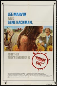 9t1852 PRIME CUT 1sh 1972 Lee Marvin w/machine gun, Gene Hackman w/cleaver!