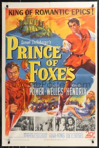 9t1854 PRINCE OF FOXES 1sh 1949 Orson Welles, Tyrone Power w/sword protects pretty Wanda Hendrix!