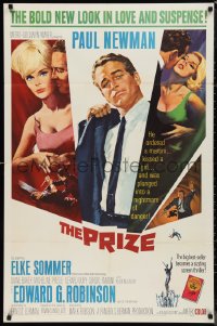 9t1858 PRIZE 1sh 1963 Howard Terpning art of Paul Newman in suit and tie & sexy Elke Sommer!