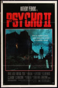 9t1860 PSYCHO II 1sh 1983 Anthony Perkins as Norman Bates, cool creepy image of classic house!
