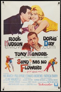 9t1929 SEND ME NO FLOWERS 1sh 1964 great images of Rock Hudson, Doris Day & Tony Randall!