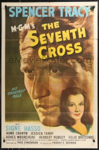 9t1932 SEVENTH CROSS 1sh 1944 huge c/u portrait of Spencer Tracy in his greatest role, Signe Hasso