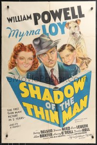 9t1935 SHADOW OF THE THIN MAN style D 1sh 1941 William Powell, Myrna Loy, Dickie Hall & Asta, rare!
