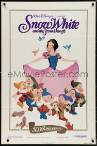 9t1965 SNOW WHITE & THE SEVEN DWARFS foil 1sh R1987 Walt Disney cartoon fantasy classic!