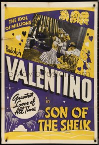9t1973 SON OF THE SHEIK 1sh R1950s different art and image of Rudolph Valentino & Vilma Banky!