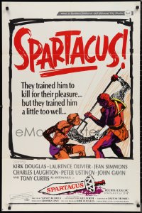 9t1985 SPARTACUS style A 1sh R1967 classic Stanley Kubrick & Kirk Douglas epic, cool gladiator art!