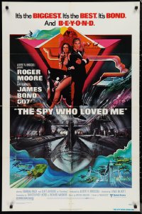 9t1993 SPY WHO LOVED ME 1sh 1977 great art of Roger Moore as James Bond by Bob Peak!