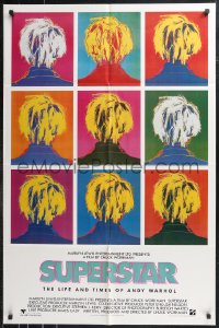 9t2029 SUPERSTAR: THE LIFE & TIMES OF ANDY WARHOL 1sh 1991 pop art of the back of his head!