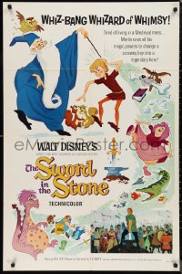 9t2037 SWORD IN THE STONE style A 1sh 1964 Disney's cartoon story of King Arthur & Merlin the Wizard