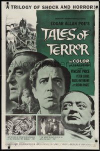 9t2041 TALES OF TERROR 1sh 1962 great images of Peter Lorre, Vincent Price & Basil Rathbone!