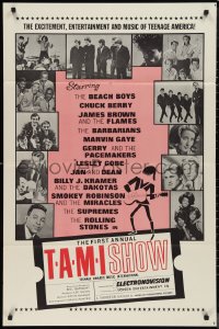 9t2042 TAMI SHOW 1sh 1964 The Beach Boys, Chuck Berry, James Brown & Rolling Stones!