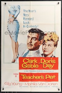 9t2047 TEACHER'S PET 1sh 1958 teacher Doris Day, pupil Clark Gable, sexy Mamie Van Doren's body!