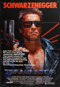 9t2051 TERMINATOR 1sh 1984 classic image of cyborg Arnold Schwarzenegger, no border design!