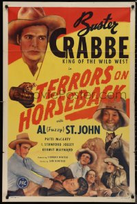 9t2053 TERRORS ON HORSEBACK 1sh 1946 Buster Crabbe, King of the Wild West, Al Fuzzy St. John