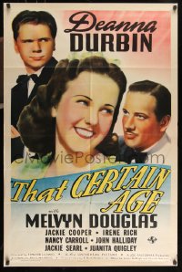 9t2057 THAT CERTAIN AGE 1sh 1938 great image of cast staring at smiling Deanna Durbin, ultra rare!