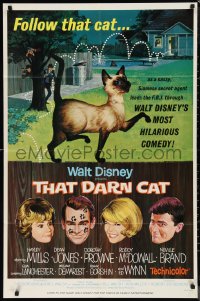 9t2058 THAT DARN CAT style B 1sh 1965 great art of wacky Disney Siamese feline, follow that cat!