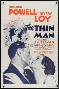 9t2072 THIN MAN 1sh R1962 William Powell, Myrna Loy, W.S. Van Dyke directed classic!