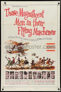 9t2083 THOSE MAGNIFICENT MEN IN THEIR FLYING MACHINES 1sh 1965 Searle art of early airplane!