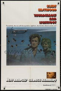 9t2087 THUNDERBOLT & LIGHTFOOT style B 1sh 1974 reflection of Clint Eastwood & Bridges by Lettick!