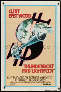 9t2089 THUNDERBOLT & LIGHTFOOT style D 1sh 1974 art of Clint Eastwood with HUGE gun by Arnaldo Putzu!