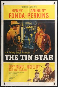 9t2093 TIN STAR 1sh 1957 cowboys Henry Fonda & Anthony Perkins, directed by Anthony Mann!