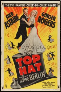 9t2097 TOP HAT 1sh R1953 Fred Astaire & Ginger Rogers are the King and Queen of rhythm!