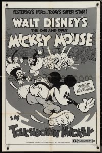 9t2103 TOUCHDOWN MICKEY 1sh R1974 Walt Disney, great cartoon art of Mickey Mouse playing football!