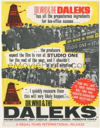 9t0020 DR. WHO & THE DALEKS English trade ad 1965 kids will love it, parents will find it Dalektable!