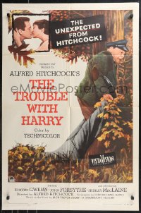 9t2110 TROUBLE WITH HARRY 1sh 1955 Alfred Hitchcock, Edmund Gwenn, John Forsythe & Shirley MacLaine!