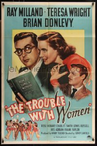 9t2111 TROUBLE WITH WOMEN 1sh 1946 artwork of Ray Milland, Teresa Wright, Brian Donlevy!