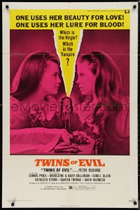 9t2114 TWINS OF EVIL 1sh 1972 one uses her beauty for love, one uses her lure for blood, vampires!
