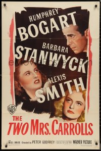 9t2115 TWO MRS. CARROLLS 1sh 1947 Humphrey Bogart with Barbara Stanwyck & Alexis Smith!